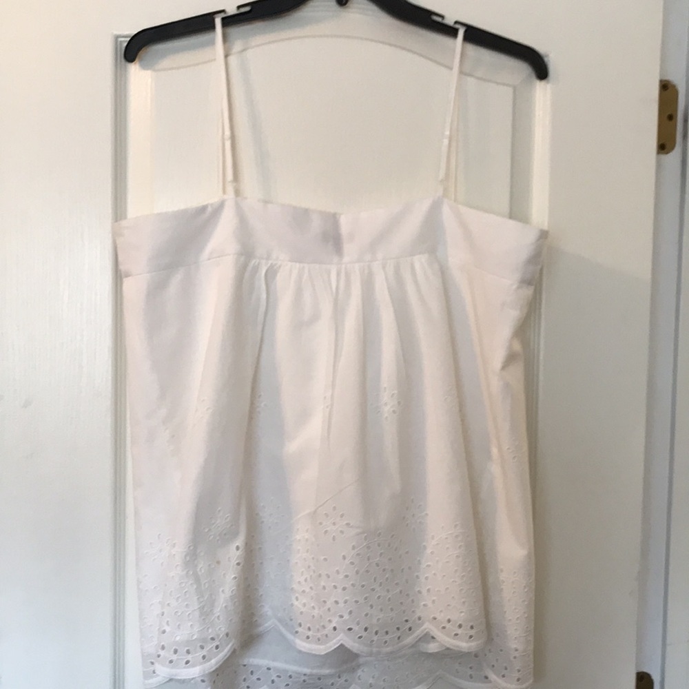 BIN6 Nine West White Delicate Eyelet Summer Tank with Spaghetti Straps - Picture 6 of 11